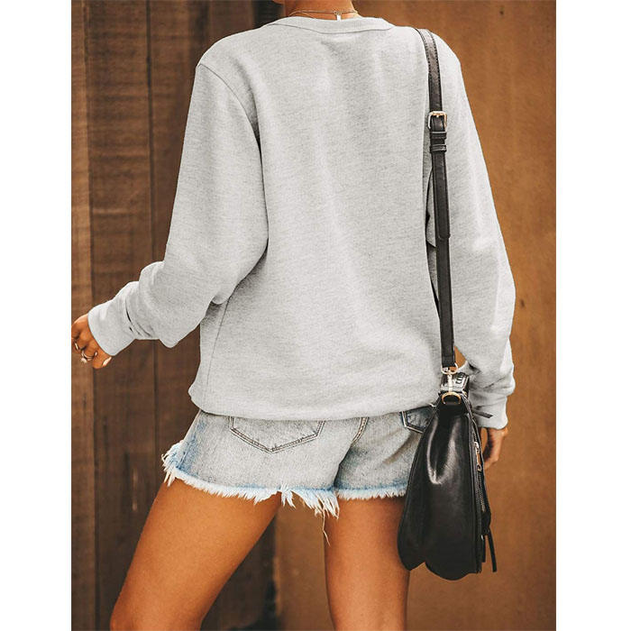 Beakey Women's Cute Long Sleeve Top Loose Crewneck Pullover Sweatshirt-Grey Antlers-JP201124