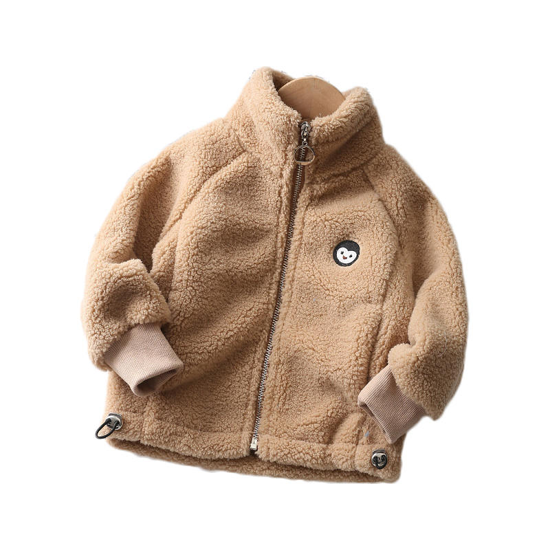 Beakey Baby Fleece Jacket Stand Collar Warm Zip Up Outwear for Winter-Khaki