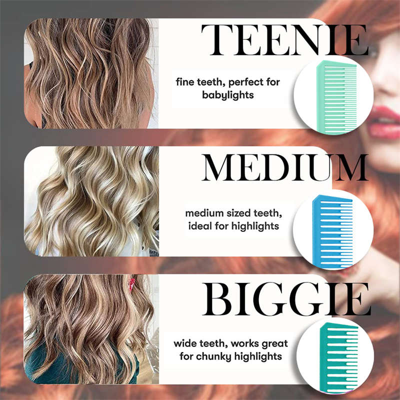 Beakey 3 Pcs Highlighting Combs 3 Sizes with Rat Tail Perfect for Salon-Set4