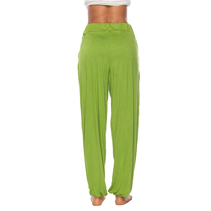 Beakey Women's Yoga Harem Pants Casual Loose Side Slit Hippie Long Pants-Green-8006