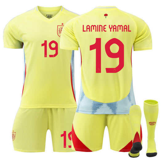 Beakey LAMINE YAMAL #19 Spain Away Jersey Soccer Jersey Kit Football T-shirt Set for Adult Kids
