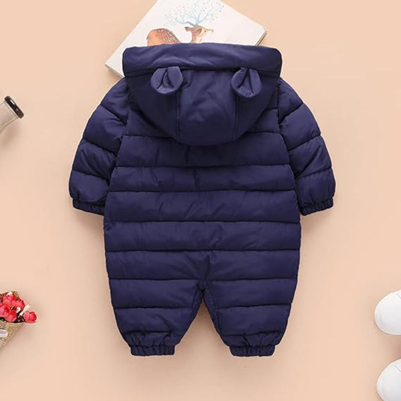 Beakey Baby Warm Romper with Bear Hood Winter Snowsuit for 0-18 Months-Navy Blue