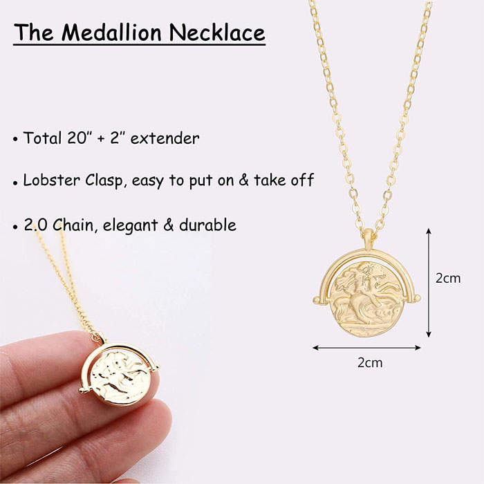 Beakey Simple Cute Long Pendant Necklace Oval Link Choker Double Layer Jewery-Horse Rider-GL-0023A