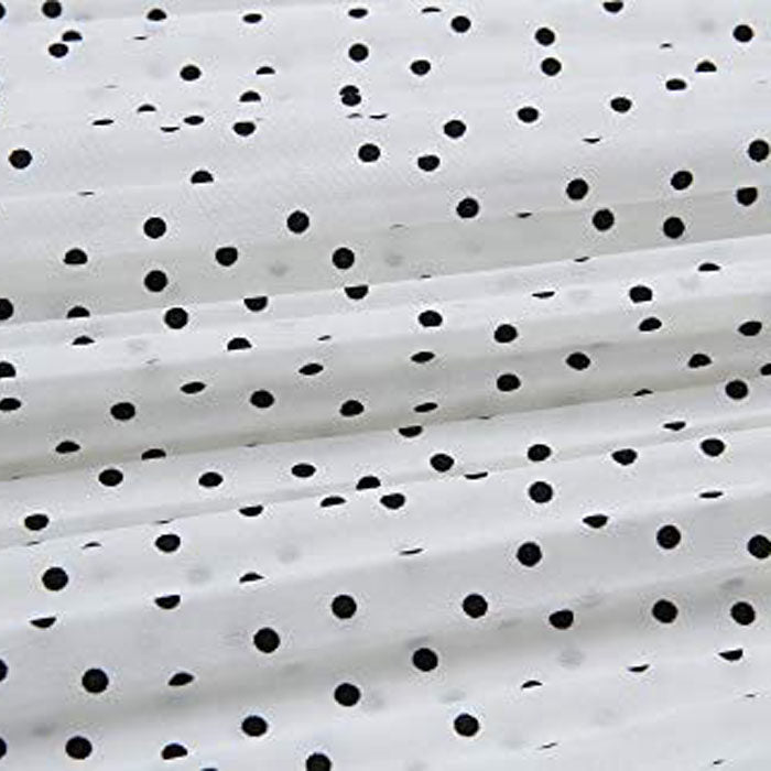 Beakey Womens High Waist Skirt Polka Dot Pleated Midi Maxi Swing Skirt High Elastic-White-0387