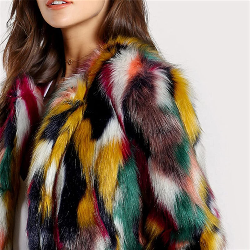 Beakey Womens Winter Luxury Faux Fur Coat Warm Plush Cardigan Jacket