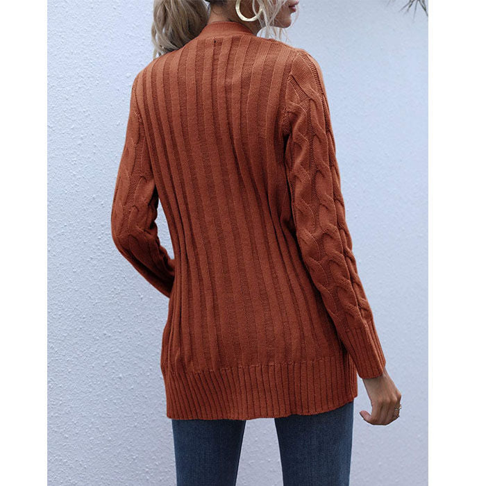 Beakey Women's Winter Keep Warm Long Sleeve Knit Sweater Cardigan Button Loose Outerwear-Brick Red-YL220187