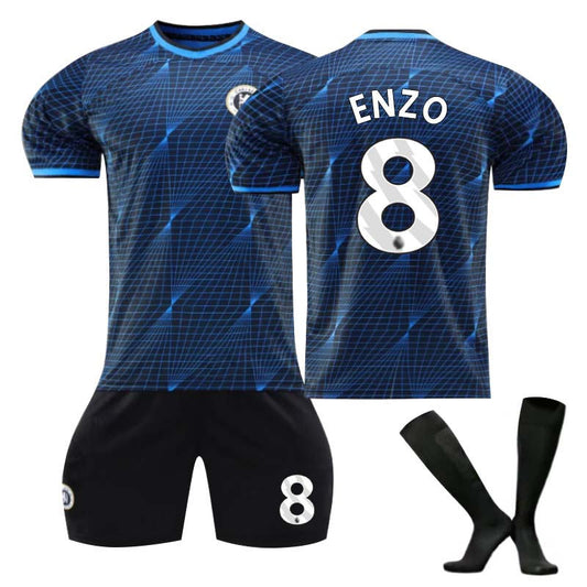 Beakey Chelsea Away Jersey ENZO #8 Soccer Jersey Kids Adult 3-Pieces Jersey Kits