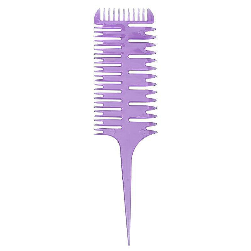 Beakey 3 in 1 Pointed Tail Comb Braiding Hair Dyeing Tool for Salon-Purple