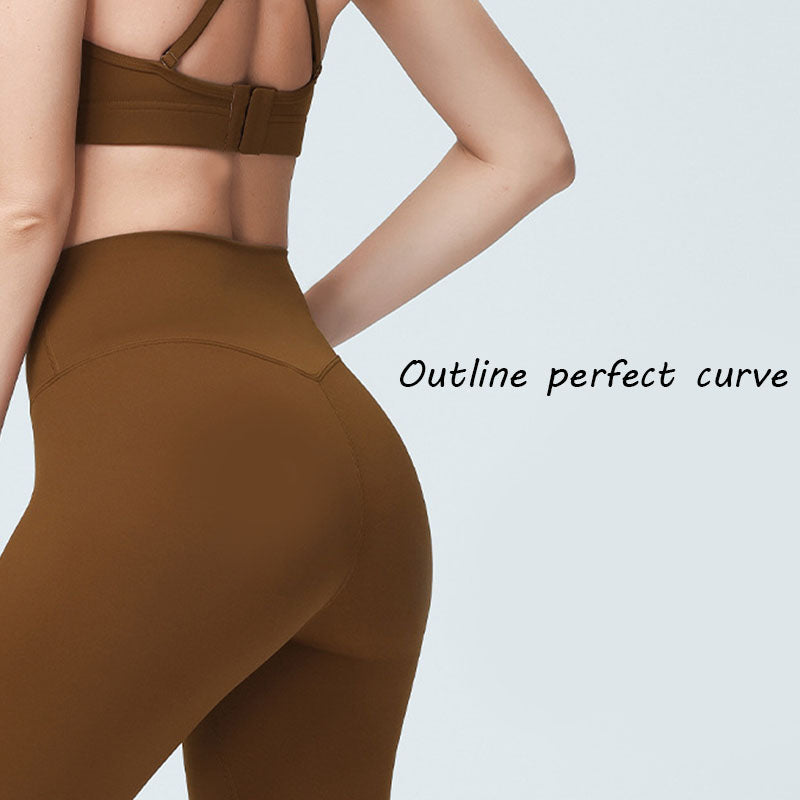 Beakey Womens Yoga Pants Breathable Naked Feeling Fitness Leggings-Brown