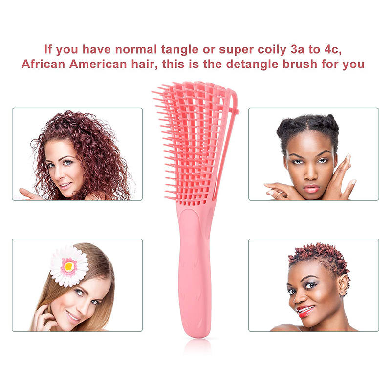 Beakey 2 Pack Detangling Brush for Curly Hair Detangler Brush for Wet Dry Long Thick Curly Hair-PinkWhite