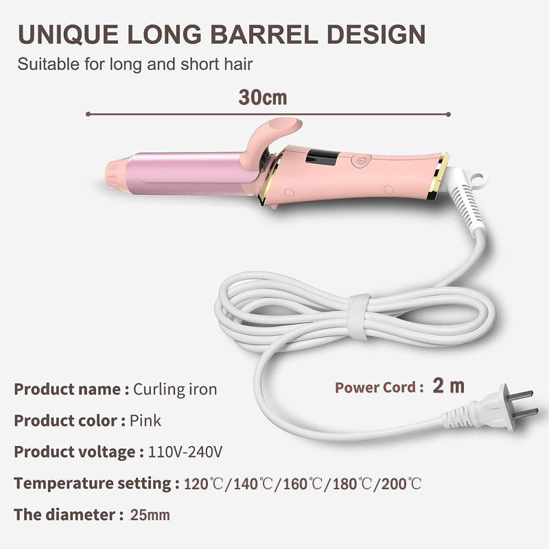 Beakey 1in Curling Iron LCD Display 5 Temps Fast Heat for Long & Short Hair