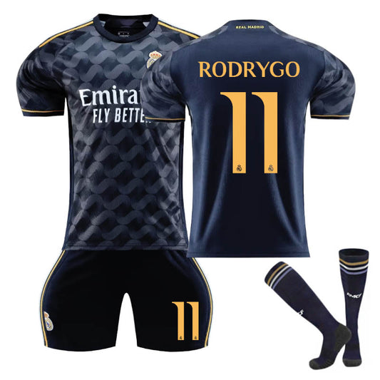 Beakey Real Madrid Away Jersey RODRYGO #11 Soccer Jersey Kids Adult 3Pcs Jersey Kits