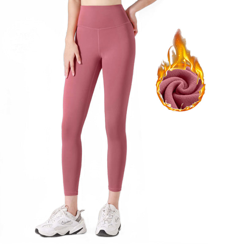 Beakey Womens Fleece Yoga Pant High Waisted Tummy Control Athletic Leggings-Pink