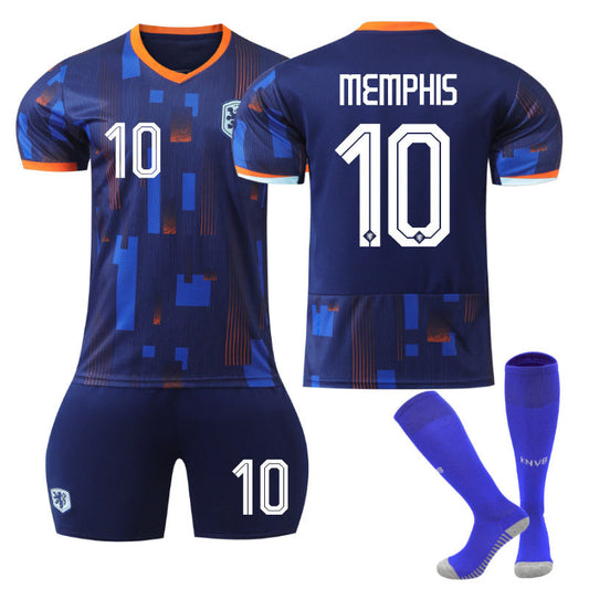 Beakey MEMPHIS #10 Netherlands Away Jersey Soccer Jersey Kit Football T-shirt Set for Adult Kids