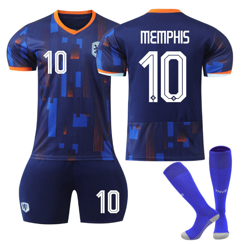 Beakey MEMPHIS #10 Netherlands Away Jersey Soccer Jersey Kit Football T-shirt Set for Adult Kids