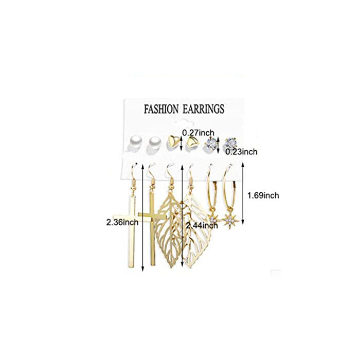 Beakey 6 Pairs Fashion Earrings Set with Tassel Dangle Hoop Earrings Colorful Statement Earrings Studs-(Style 7)