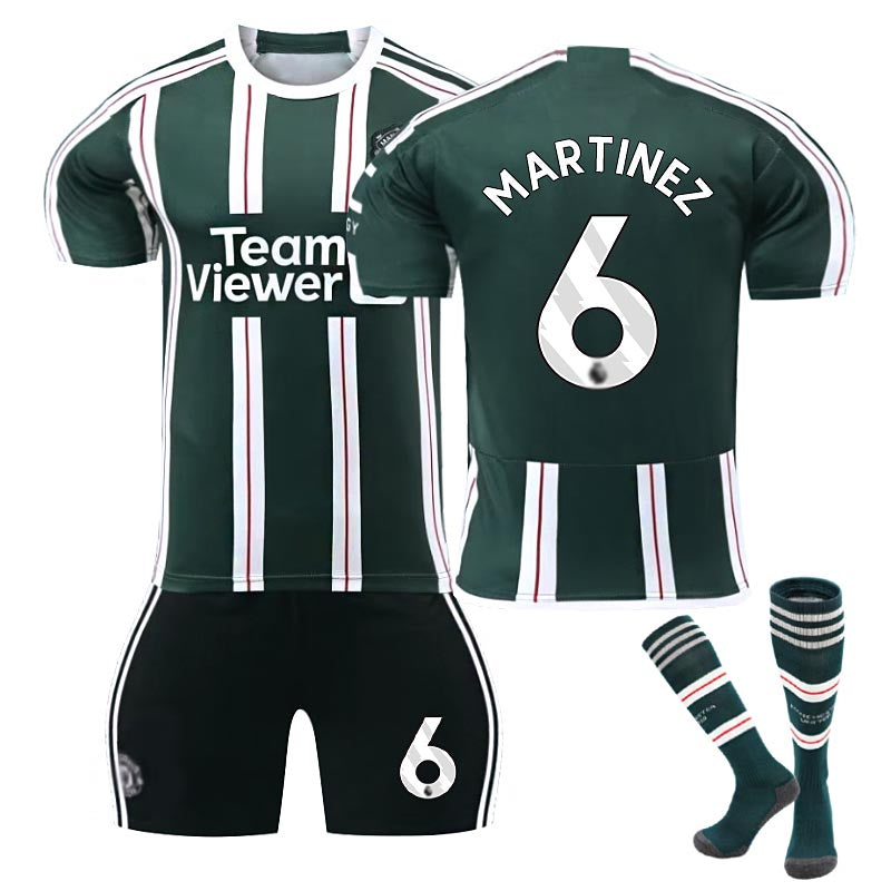 Beakey Red Devil Man Utd Away Jersey MARTINEZ #6 Soccer Jersey Kids Adult 3Pcs Jersey Kits