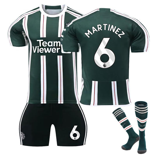 Beakey Red Devil Man Utd Away Jersey MARTINEZ #6 Soccer Jersey Kids Adult 3Pcs Jersey Kits