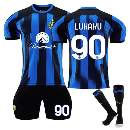 Beakey INTER Home Jersey LUKAKU #90 Soccer Jersey Kids Adult 3-Pieces Jersey Kits