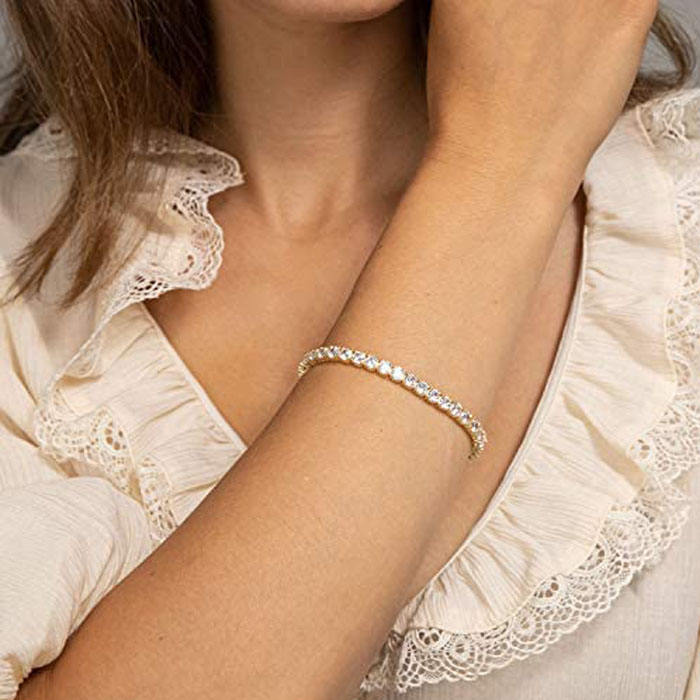 Beakey 4mm Cubic Zirconia Classic Tennis 17/18/19cm Bracelets For Women-Rose Gold