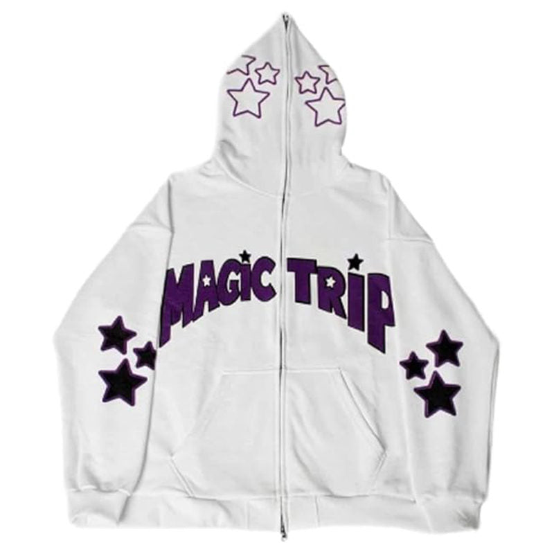 Beakey Y2K Aesthetic Hoodie for Women Oversized Outwear with Pocket-White