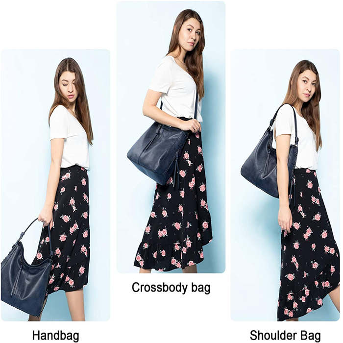 Beakey Handbags for Women Large Designer Ladies Hobo bag Bucket Purse Faux Leather-Darkblue