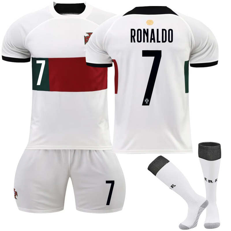 Beakey Portugal Away Jersey 2022-23 RONALDO #7 Soccer Jersey Kids Adult 3-Pieces Jersey Kits