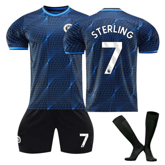Beakey Chelsea Away Jersey STERLING #7 Soccer Jersey Kids Adult 3-Pieces Jersey Kits