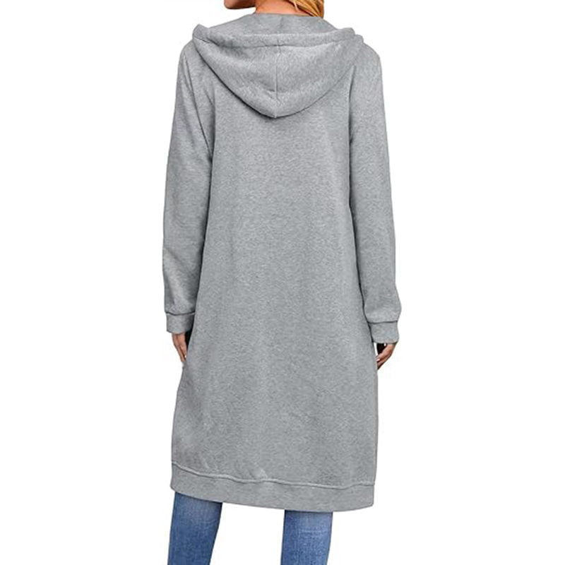 Beakey Womens Zip Up Hoodies Long Sleeve Oversized Jacket with Pockets-Grey