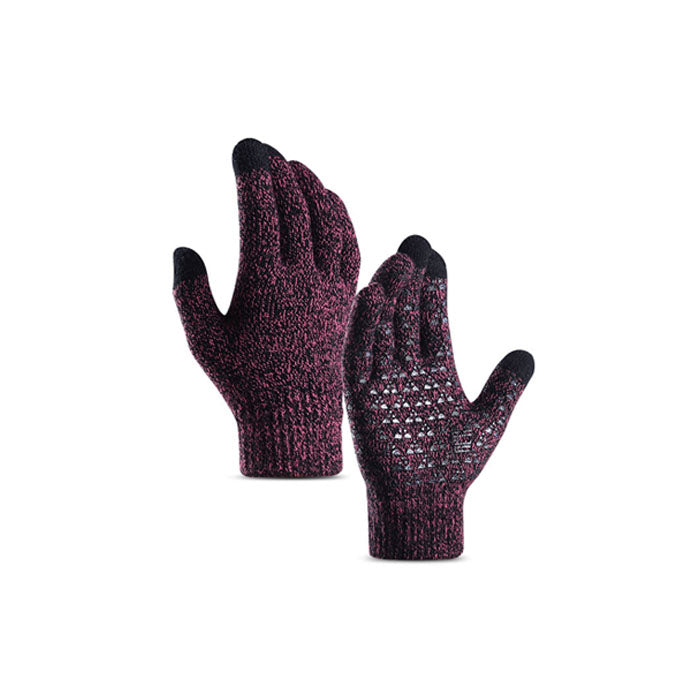Beakey Winter Woman Gloves Upgraded Touch Screen Anti-Slip Silicone Gel Elastic Cuff Thermal-Rose-DZ32