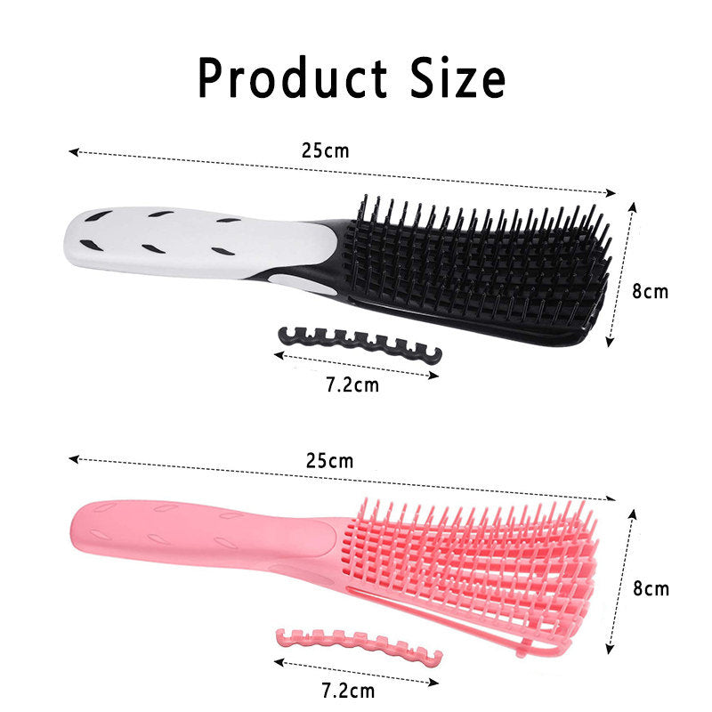 Beakey 2 Pack Detangling Brush for Curly Hair Detangler Brush for Wet Dry Long Thick Curly Hair-PinkWhite