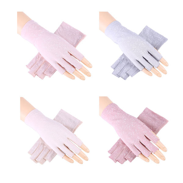 Beakey 4 Pairs Women Gloves Summer Sunscreen Fingerless Gloves UV Protection Half Finger Gloves-C