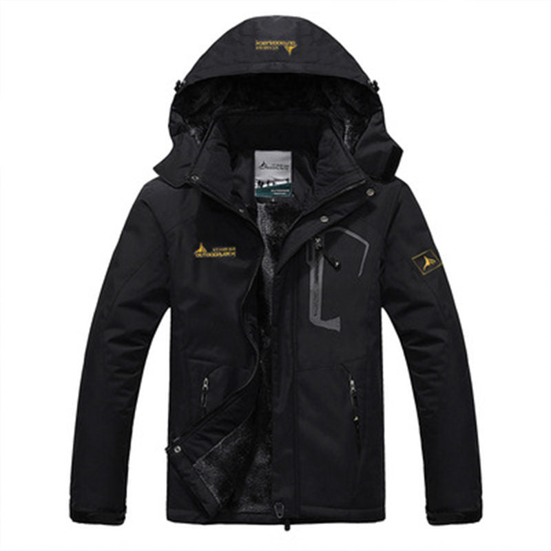 Beakey Mens Winter Coat Fleece Lined Waterproof Snow Ski Jacket with Hood-Black