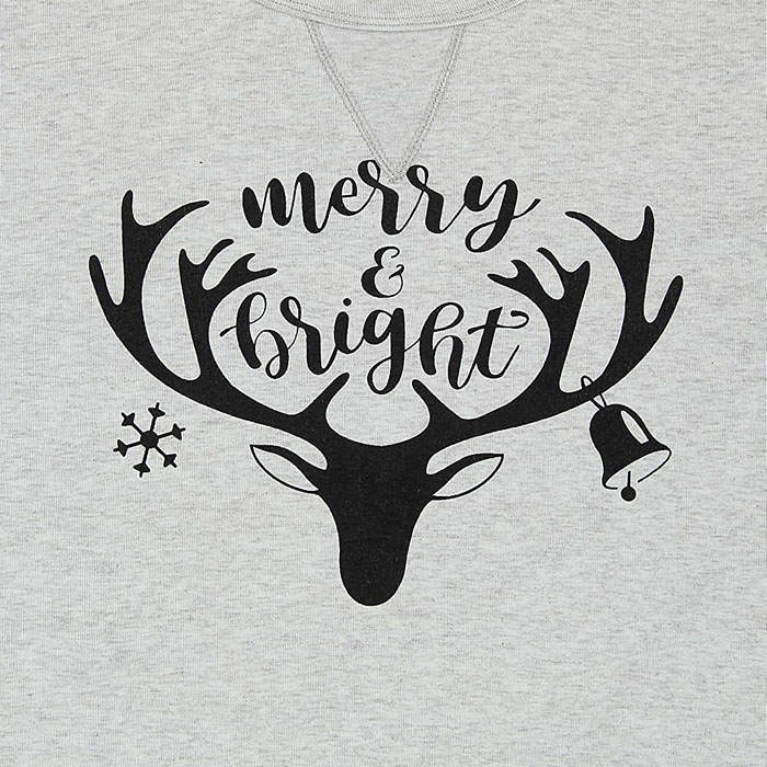 Beakey Women's Cute Long Sleeve Top Loose Crewneck Pullover Sweatshirt-Grey Antlers-JP201124