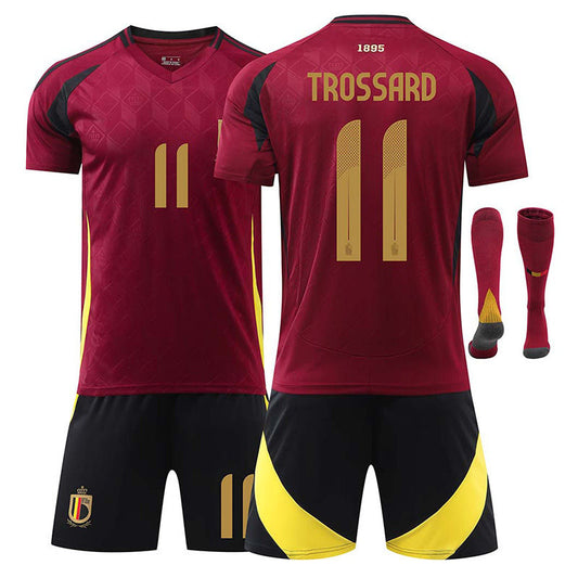 Beakey TROSSARD #11 Belgium Home Jersey Soccer Jersey Kit Football T-shirt Set for Adult Kids