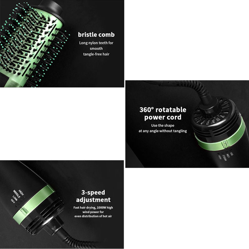 Beakey Blow Dryer Brush with Negative Ions & 3 Temps for All Hair Types-Green