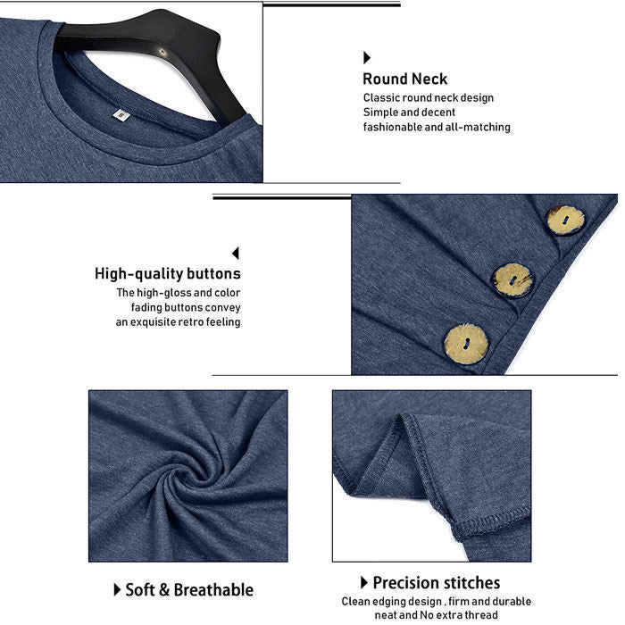 Beakey Women's Casual Long Sleeve Round Neck Loose T Shirt Blouse Tops-Dark Gray-88041