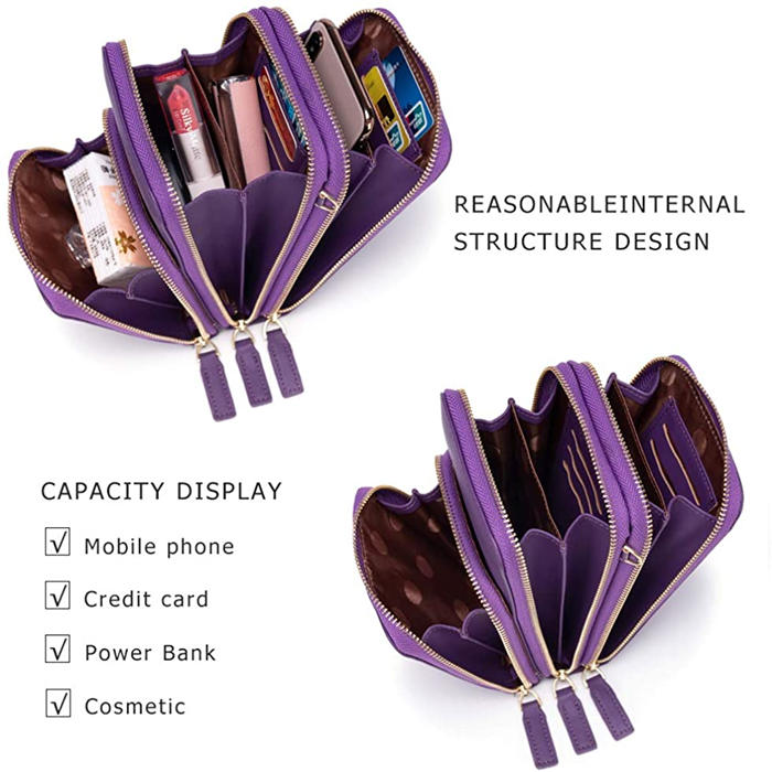 Beakey Crossbody Phone Bag for Women Small Shoulder Bag Cell Phone Wallet Purses and Handbags with 14 Credit Card Slots-Purple