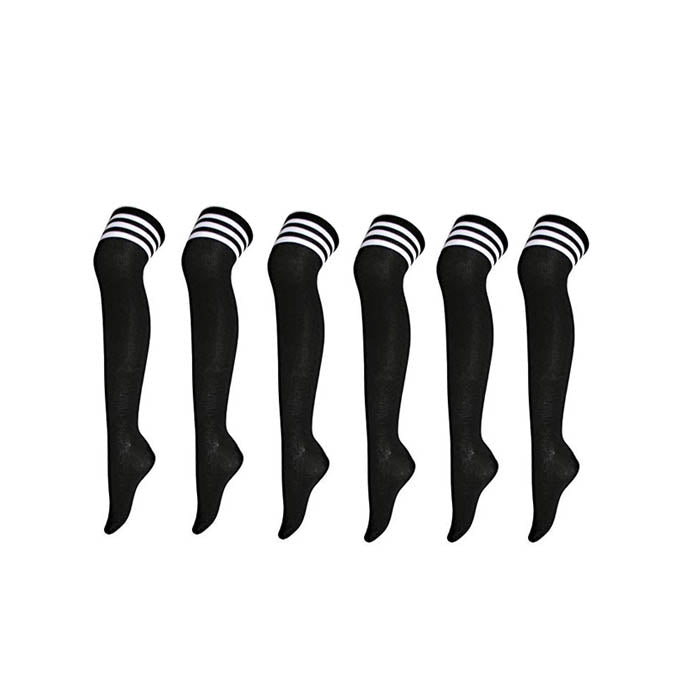 Beakey 6 Packs C Womens Long Striped Socks Over Knee Thigh High Socks Warm Stocking