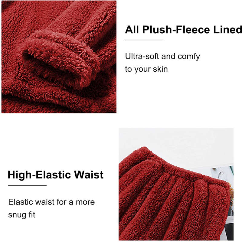 Beakey Womens Coral Fleece Oversized Pajamas Set-Red
