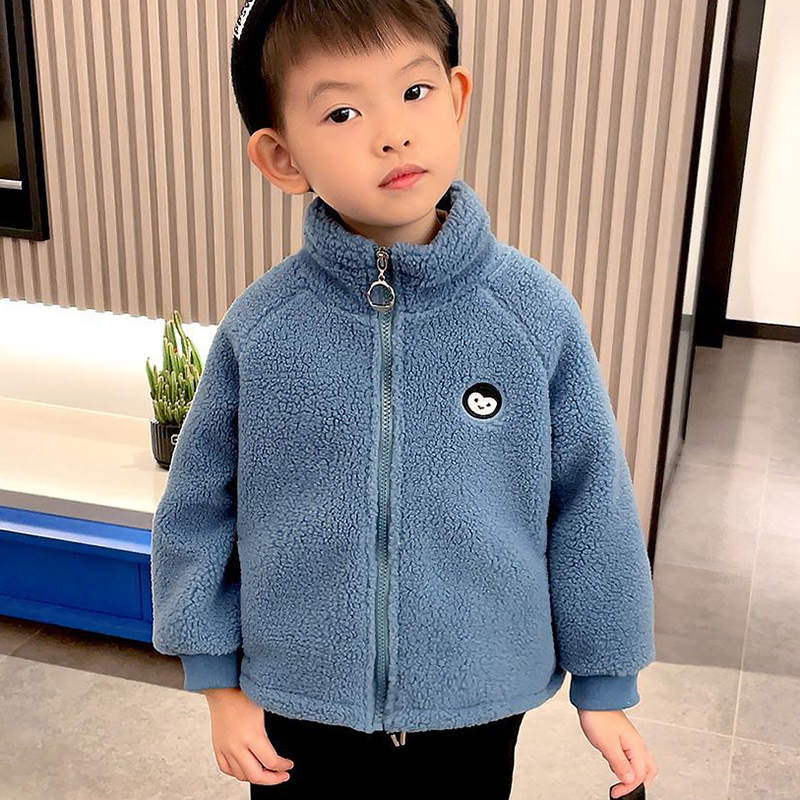 Beakey Baby Fleece Jacket Stand Collar Warm Zip Up Outwear for Winter-Dark Blue