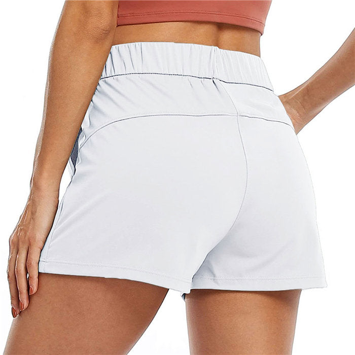 Beakey Women's Yoga Lounge Lace-up Shorts Comfy Casual Shorts With Pockets-White-2022