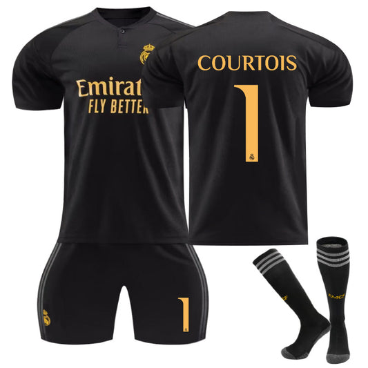 Beakey Real Madrid Second Away Jersey COURTOIS #1 Soccer Jersey Kids Adult 3Pcs Jersey Kits