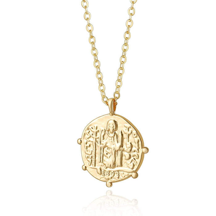Beakey Simple Cute Long Pendant Necklace Oval Link Choker Double Layer Jewery-Coin-GL-0023A