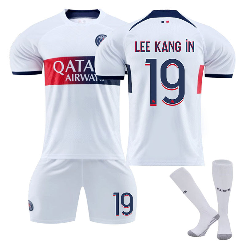 Beakey Paris Away Jersey LEE KANG IN #19 Soccer Jersey Kids Adult 3-Pieces Jersey Kits