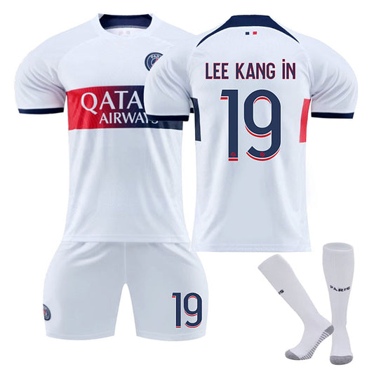 Beakey Paris Away Jersey LEE KANG IN #19 Soccer Jersey Kids Adult 3-Pieces Jersey Kits