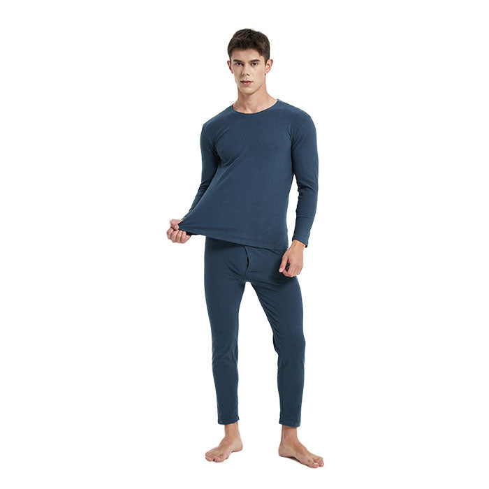 Beakey Men's Ultra Soft Autumn And Winter Thermal Underwear Fleece Lined Pajamas-Navy