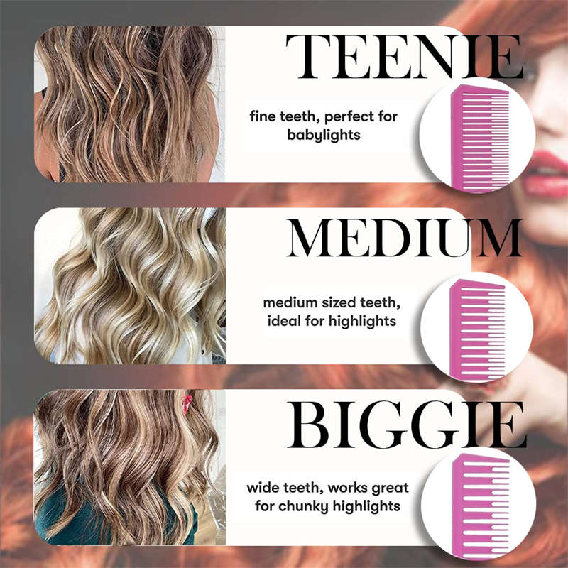 Beakey 3 Pcs Highlighting Combs 3 Sizes with Rat Tail Perfect for Salon-Set6