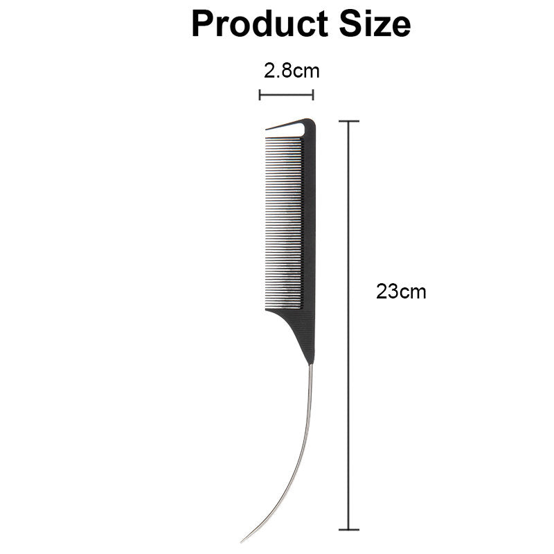 Beakey 8 Pcs C Curved Rat Tail Combs Fine Tooth for Deep Side Parting