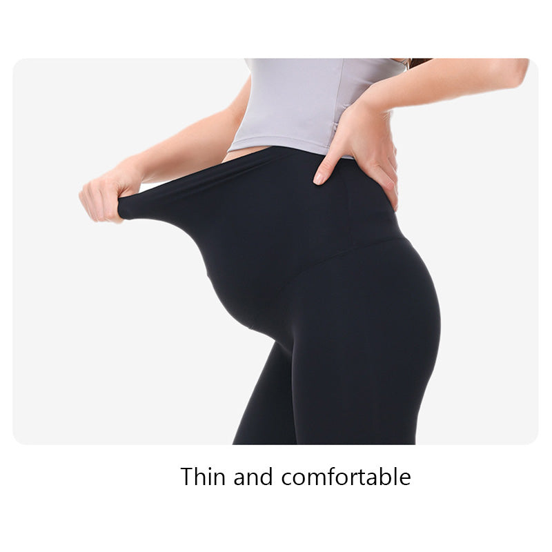 Beakey Maternity Leggings Over The Belly Stretch Breathable Yoga Tights-Black